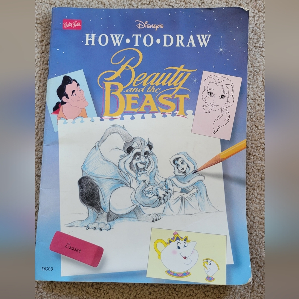 Vintage Walter Foster Disney's How to Draw Beauty and the Beast (1993, Trade Pap